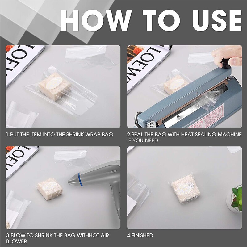 100 Stks/partij Krimpfolie Tassen, 4X6 Inch, pvc Warmte Krimpfolie Voor Handgemaakte Zepen Bad Bommen, Kunst Ambachten En Diy Ambachten Opbergtas