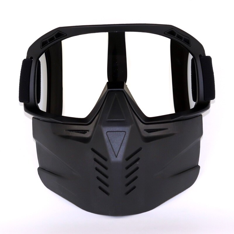 Motorhelm, fietsmasker, bril, afneembaar, waterdicht, hd anti-uv-bril, voor off-road motorcross, masker, bril: Zwart-zilver