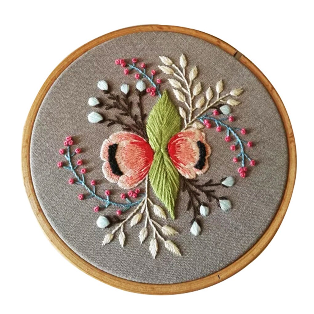 Three Dimensional Flower DIY Cloth Embroidery Kit Beginner Floral Needlework Home Decoration Cross Stitch: 15cm1