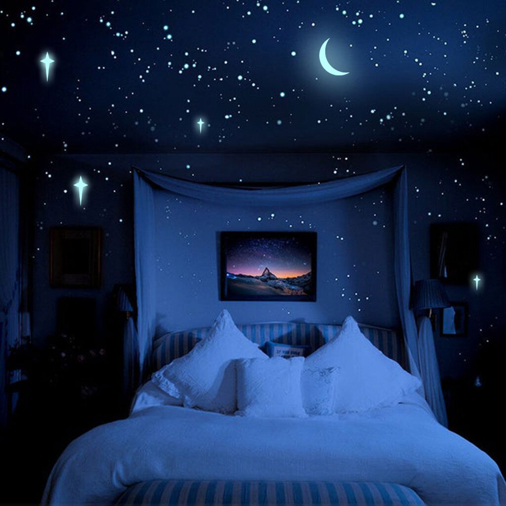 3D Stars Glow In The Dark Luminous Fluorescent Wall Stickers Kids Bedroom
