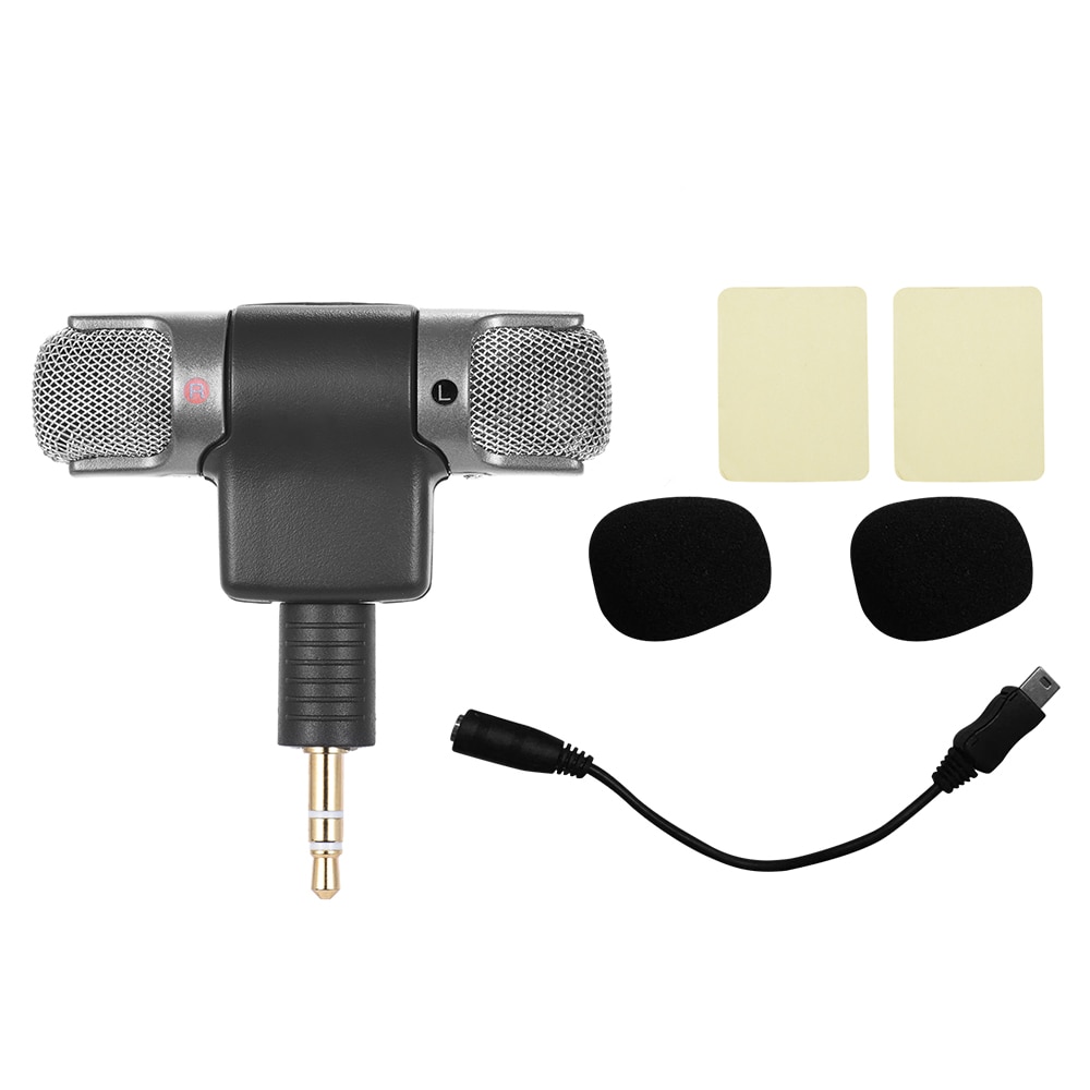 Externe Stereo Mic Microfoon met 3.5mm naar Mini USB Micro Adapter Kabel voor GoPro Hero 3 3 + 4 voor AEE Sport Actie Camera