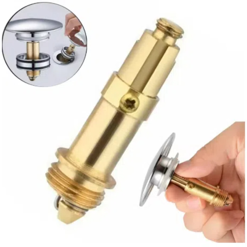Washbasin drain plug copper spring valve, spring plug bounce valve, brass sink bathroom trash replacement easy to pop out