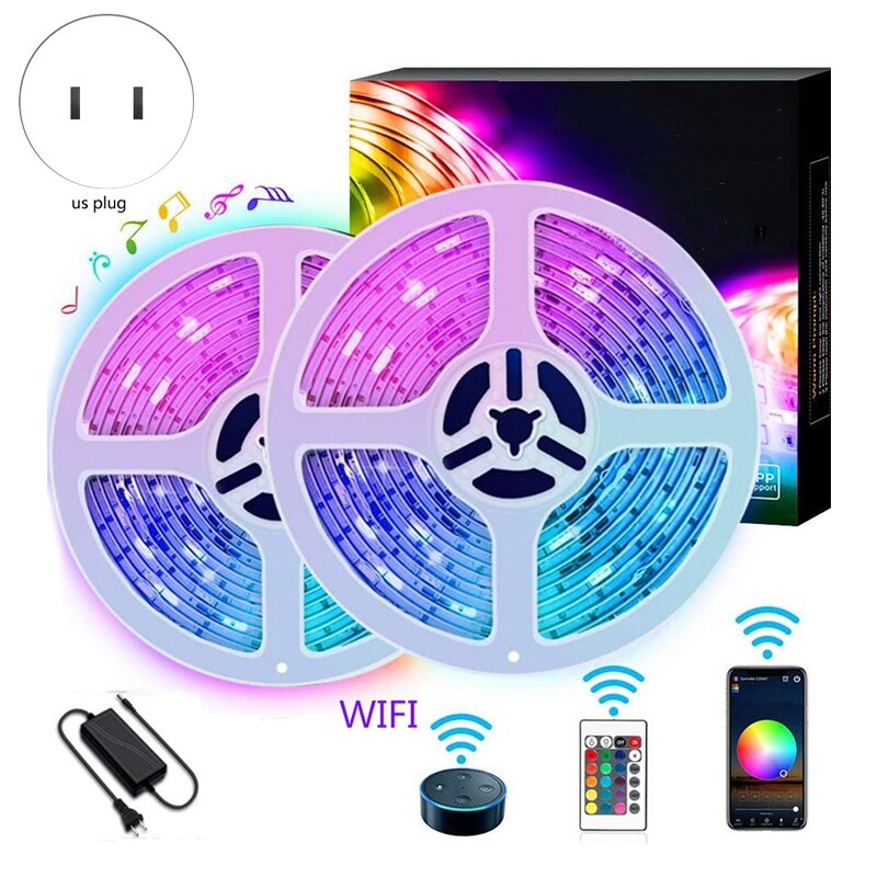 Wifi Led Strip Verlichting 5M Waterdicht 5050 Led Strip Verlichting Met 24 Toetsen Afstandsbediening Voor Kamer Halloween Kerst: Default Title
