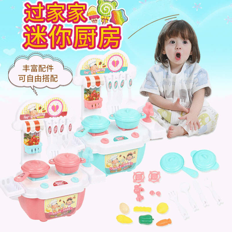 Dzieci bawią się Model domowy jedzenie gotowanie przyrządy robić gotowania tajwan wielofunkcyjny interaktywny mini zestaw zabawek kuchennych