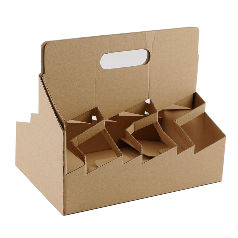 10pcs Net red kraft paper cup holder 2/4/6 cup coffee milk tea takeout packaging box thickened paper plastic cup beverage tray