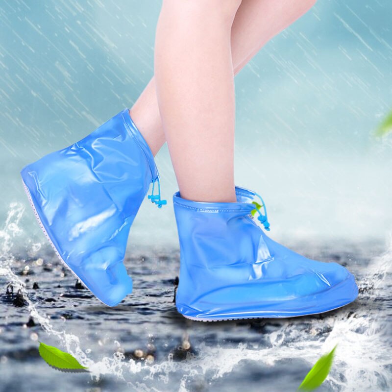 Rain Shoe Cover PVC Waterproof Adult Rain Shoes Unisex Zipper High-Top Rain Boot Reusable Outdoor Anti-Slip Protector Boot Cover