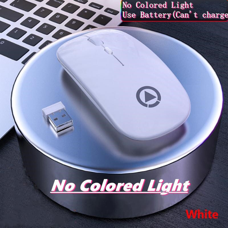 Ratón inalámbrico con batería ergonómica para PC, Mouse óptico con USB, Mini ratones silenciosos, silencioso para ordenador portátil de 2,4 Ghz: Blanco