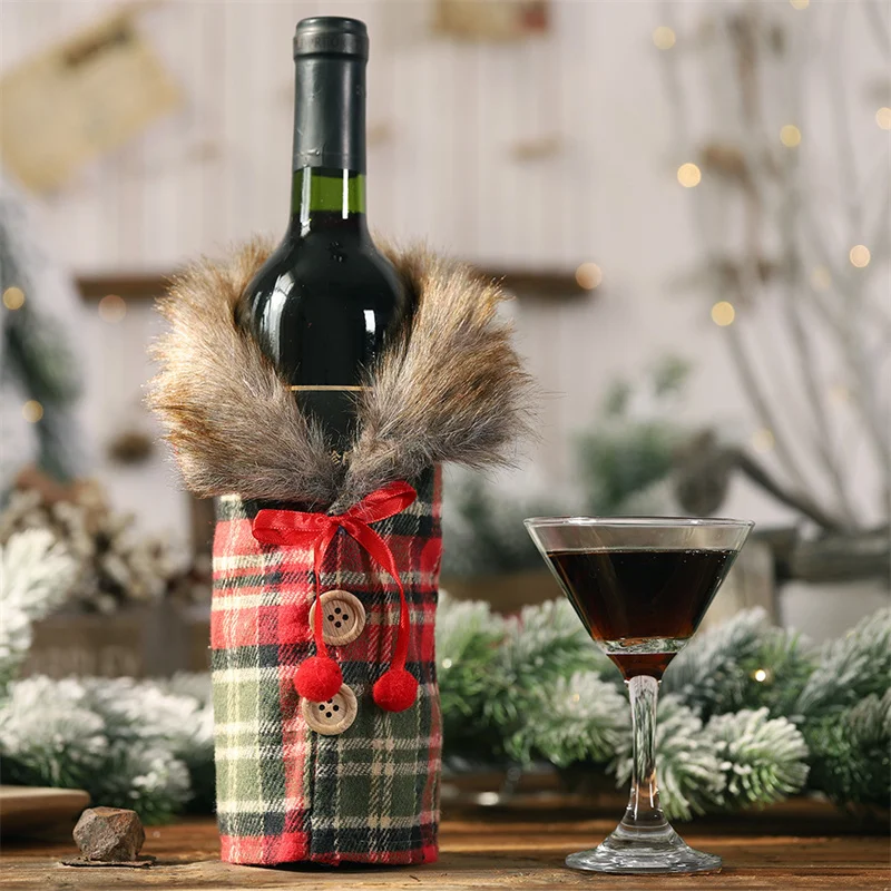 Kerst Wijnfles Hoesjes Tas Kerst Strik Smoking Champagne Fles Cover Rode Vrolijke Kerst Tafel Decoraties Voor Thuis: Licht Groen