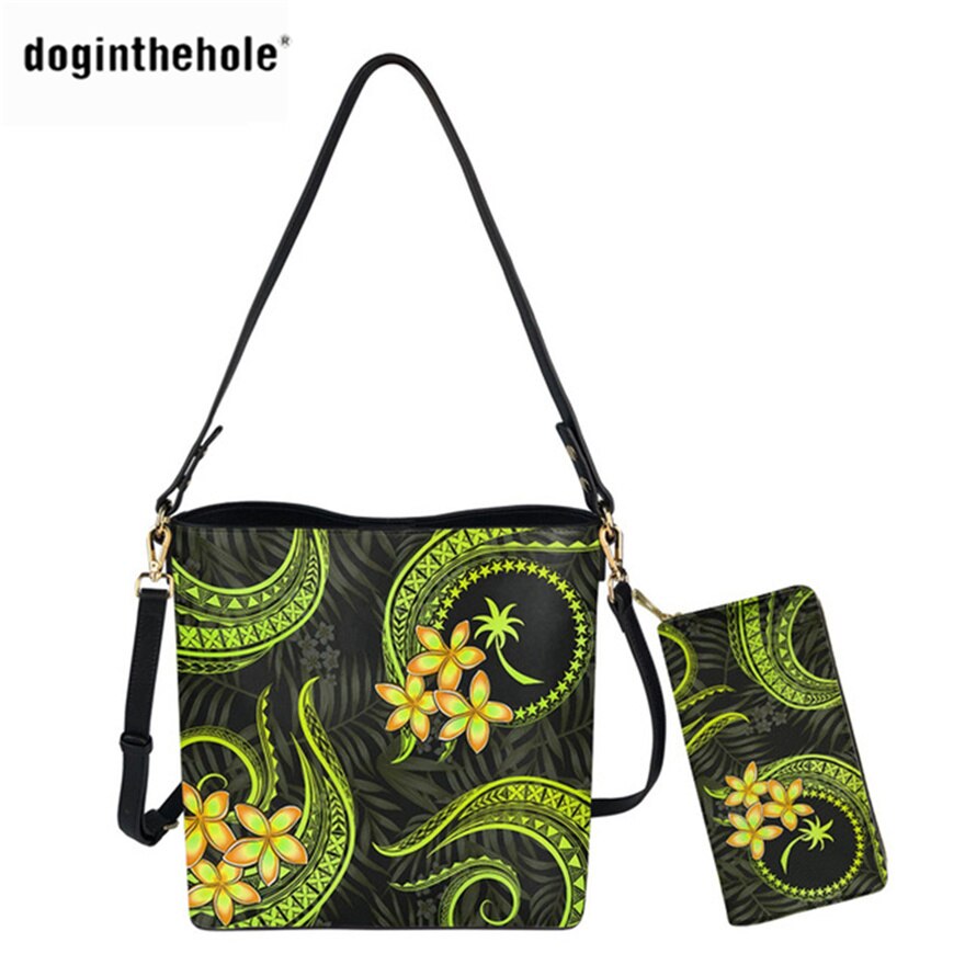 Doginthehole Tassen Voor Vrouwen Chuuk Staten Polynesische Trend Luxe 2 Stks/set Crossbody Tas Met Portemonnee Vrouwelijke Schoudertas: HTE2346D61Z21