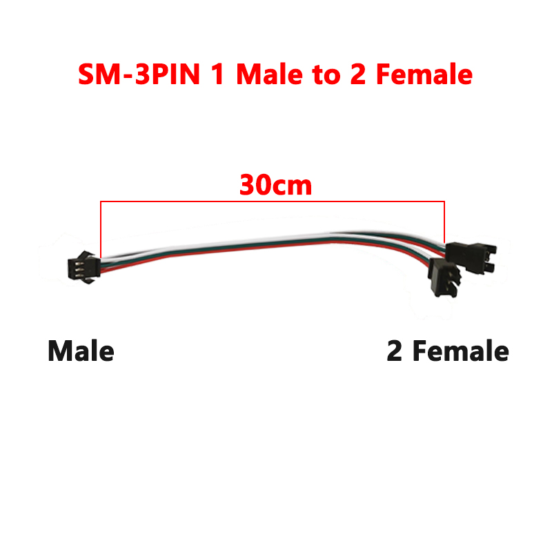 LED Strip JST SM 3P Male Female Connection Harness 1 to 2 3 4 Synchronized Wire 2.54mm Pitch 1M 2M 5M Extension Cable 3Pin AWG22: Orange