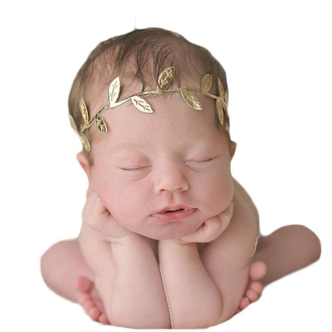 Pasgeboren Baby Hoofdband Bronzing Bladeren Baby Meisjes Hoofdband Elastieken Voor Pasgeborenen Haar Head Band fotografie props @ 10