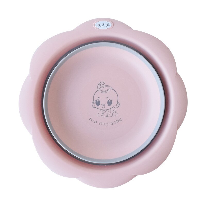 1PC bébé pliant lavabo ménage enfants dessin animé pliant pied cul bassin bébé télescopique Portable épais plastique petit bassin: Rose