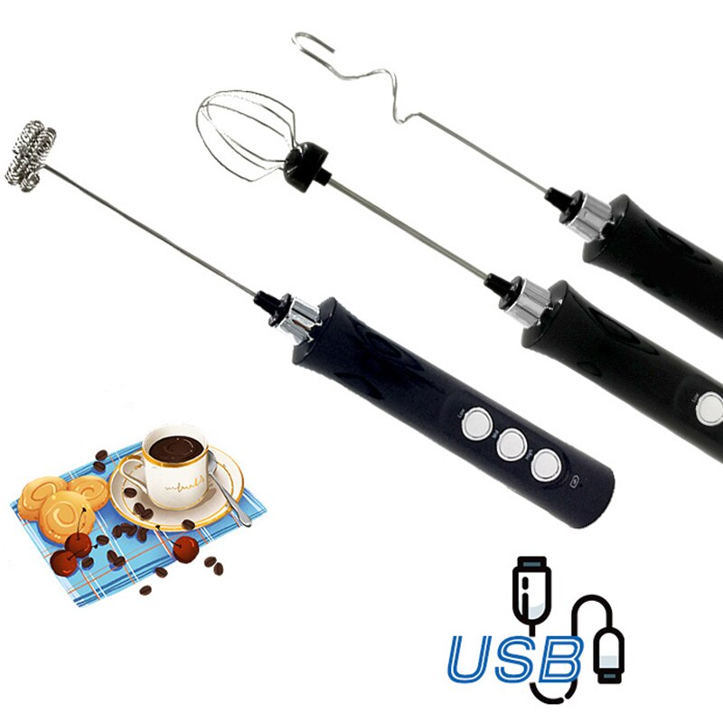 Rechargeable Milk Frother Battery Operated,3-Speed Portable Travel Frother,Electric Milk Foamer Coffee Frother for Latte