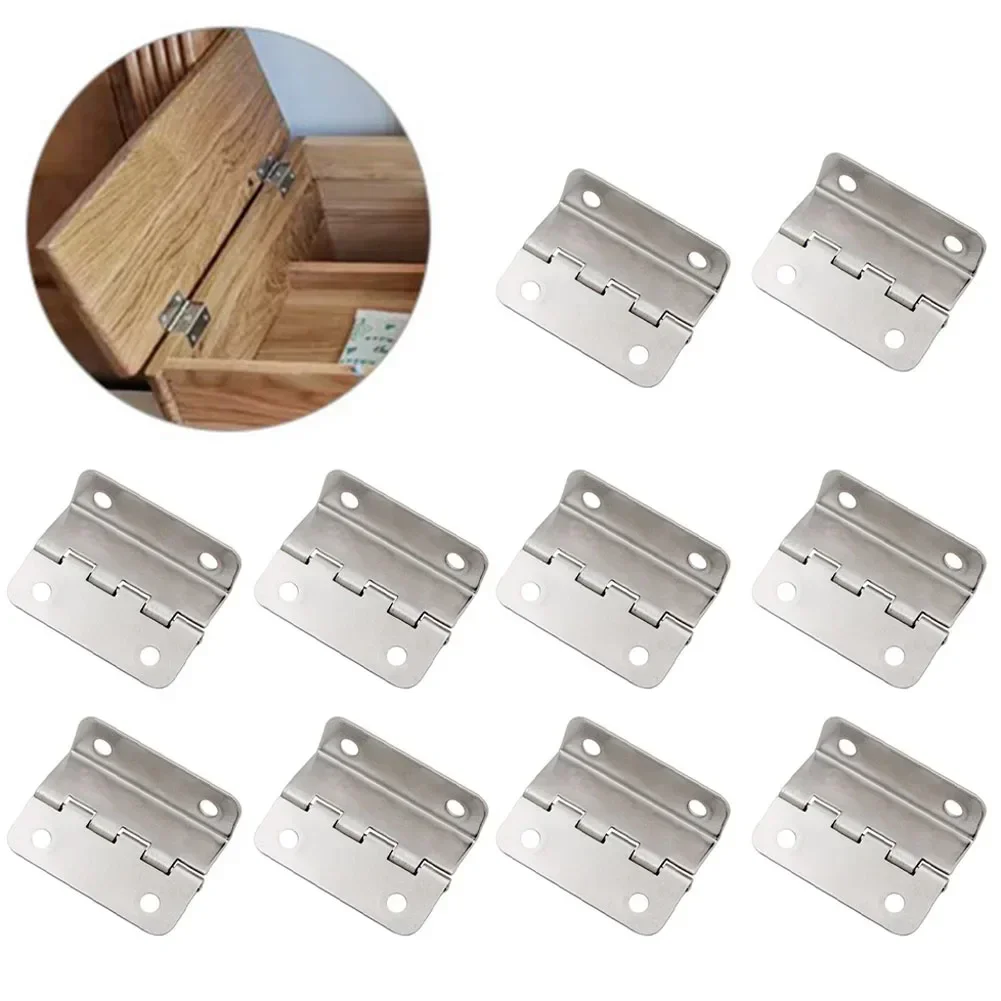 Caja de madera con bisagra plegable, herrajes de 4 orificios en ángulo recto, piezas de repuesto para mejorar el hogar, accesorios para muebles y puertas de armario, 10 Uds.
