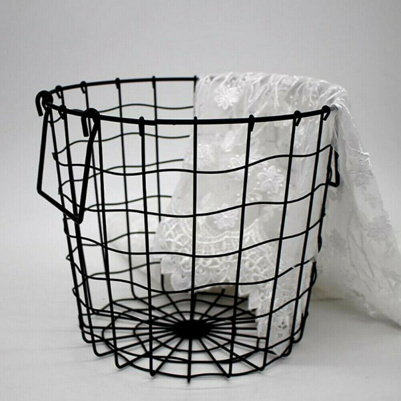 Iron Storage Basket Metal Wire Organizer Home Bathroom Box Fruits Container Home