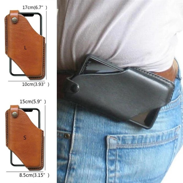 Atualizar novo vintage coldre de loop celular viagem caminhadas telefone caso cinto adereços da cintura couro do plutônio bolsa telefone carteira