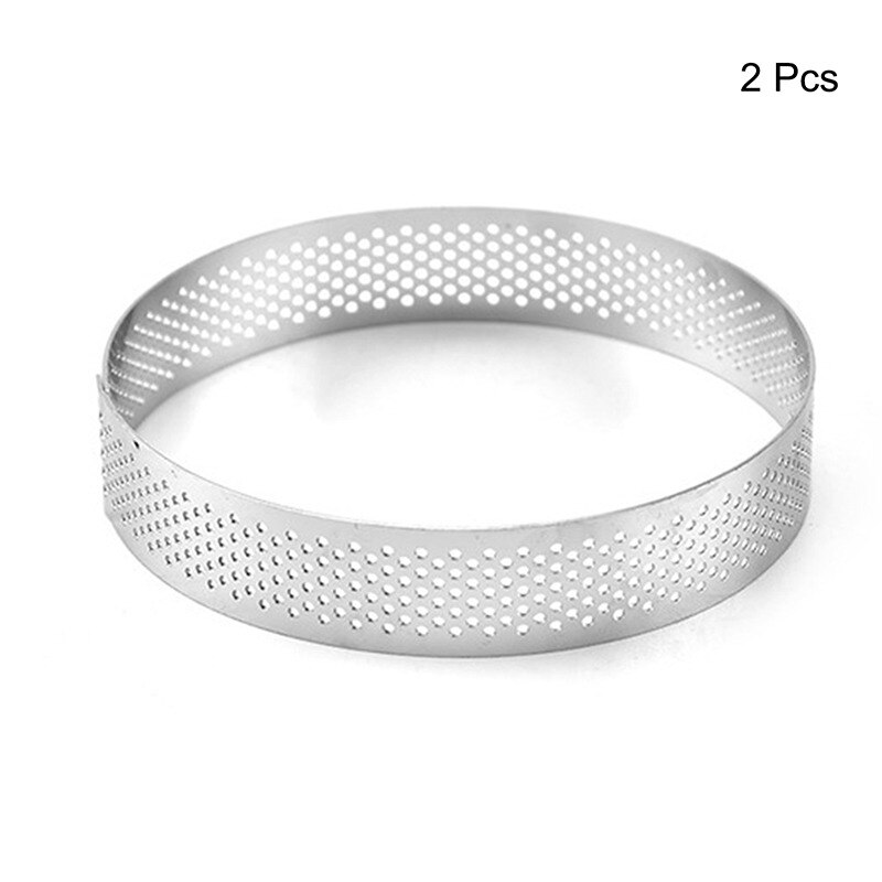 6 8 10 cm terteform i rustfritt stål ring tartelett kakemousseformer sirkelskjærer pai ring varmebestandig perforert: 2 stk 10cm