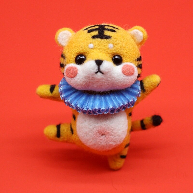 Cute Cartoon Animal DIY Wool Felt Handmade Craft Kit Needle Poked Kitting Unfinished Wool Felting Material: 5