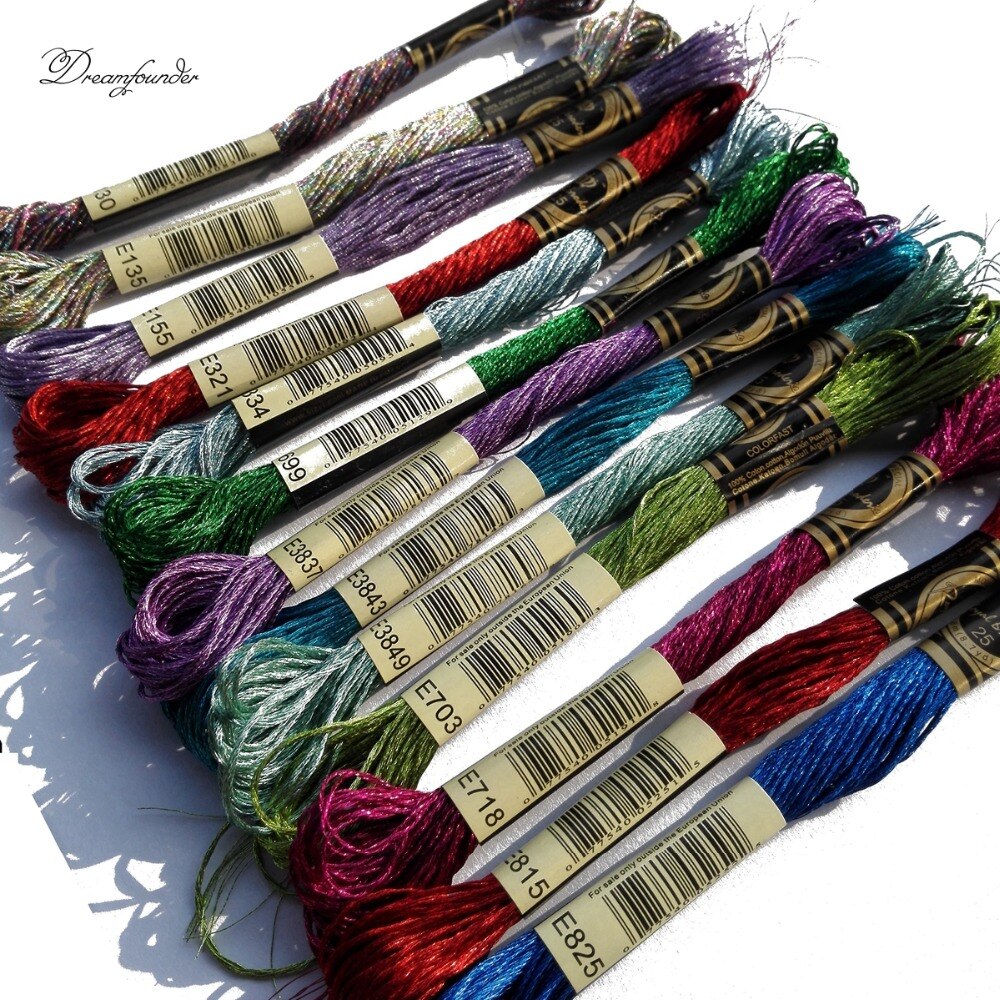 Hilos metálicos para bordar, efectos de joyas, E815 E3849, punto de cruz, mismo color que DMC, bordado a mano, costura artesanal, 1 Uds.