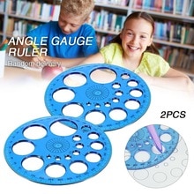 Modèle de mesure d'angle de 360 degrés, 2 pièces, règle de mesure d'angle, rapporteur de cercle complet, dessin multifonctionnel pour étudiant