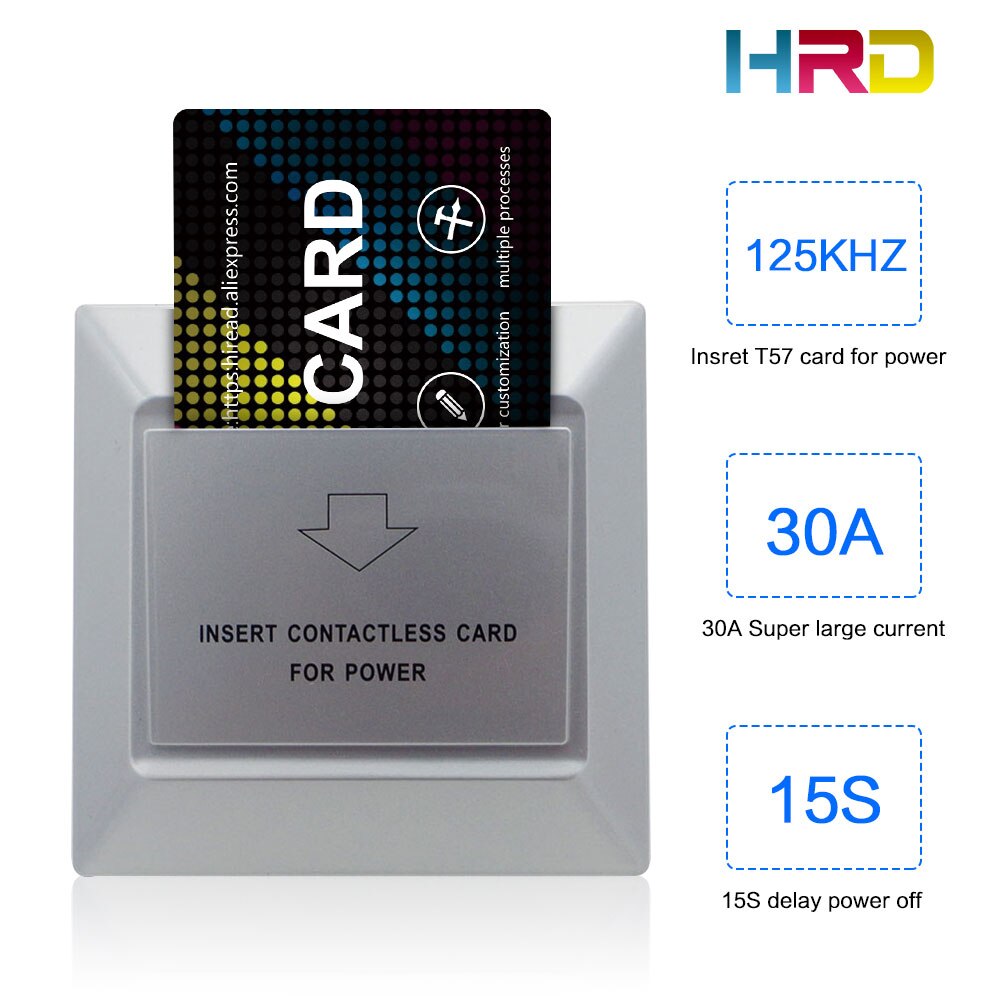 Hotel elektronische keycard promixity contactloze lock card systeem met schakelaar zilver kleur verschillende kleur optie T57 kaart schakelaar