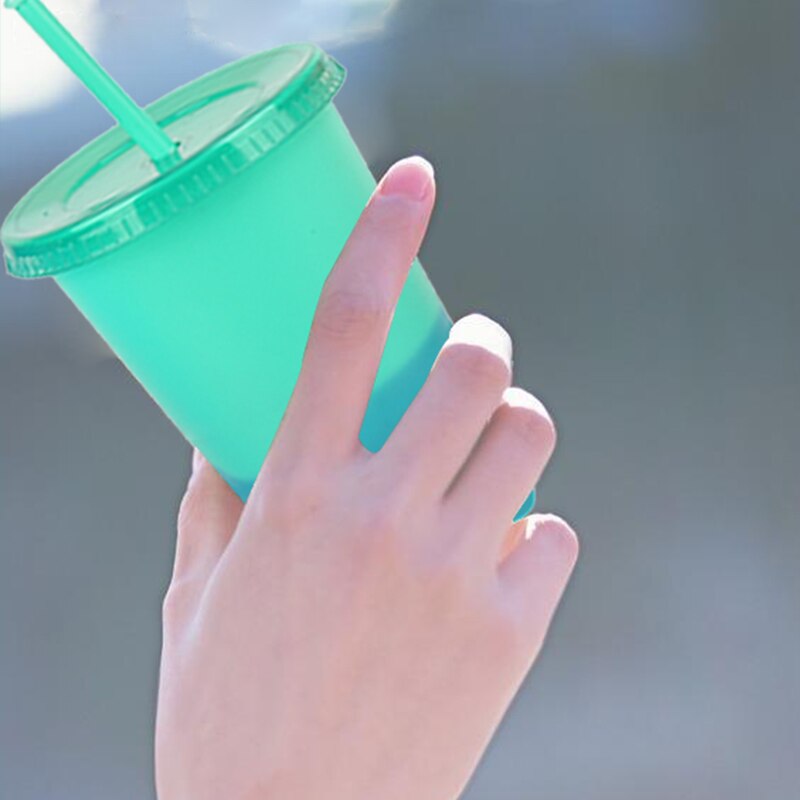 Large 710ml Straw Tumblers Cold Drinks Color Changing Cup With Lid Coffee Mug Plastic Tumbler Summer Super Cool Portable Cups