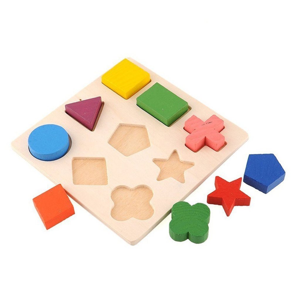 Børn baby trægeometri blok gåder børn kognitivt legetøj tidlig læring uddannelsesmæssigt legetøj børn