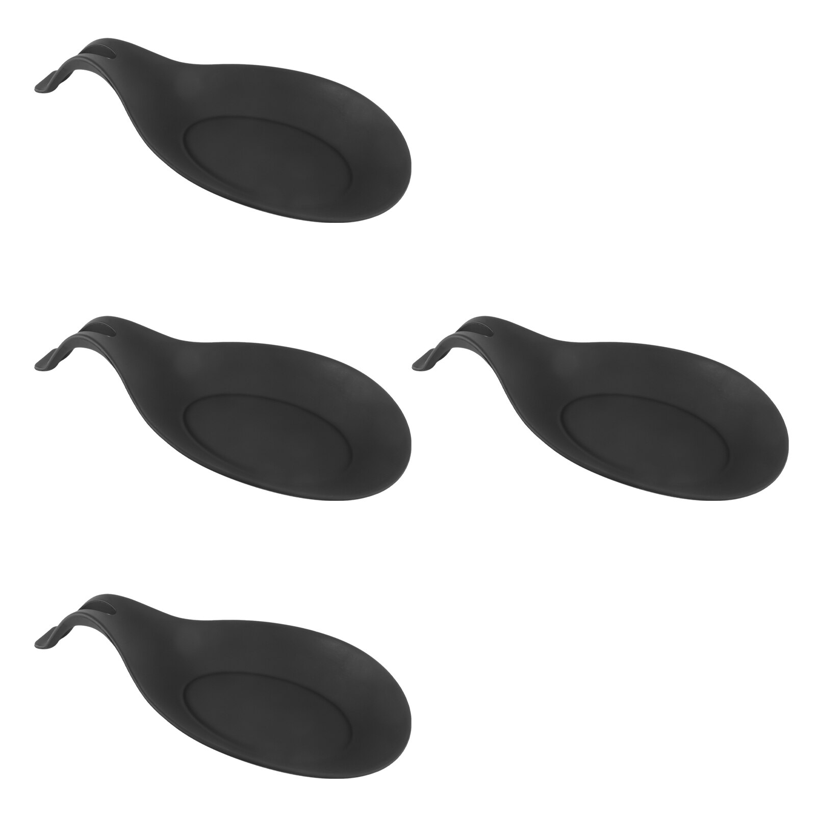 4 Stuks Siliconen Lepel Houder Anti-Slip Lepel Rest Stand Hittebestendigheid Lepel Rek Keuken Levert Voor Thuis Restaurant (Zwart)