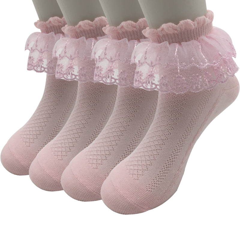 4 Pairs / Lot Summer Girls Socks Cotton Mesh Lace Candy Color Children Socks 1-12 Year Kids Socks For Girls