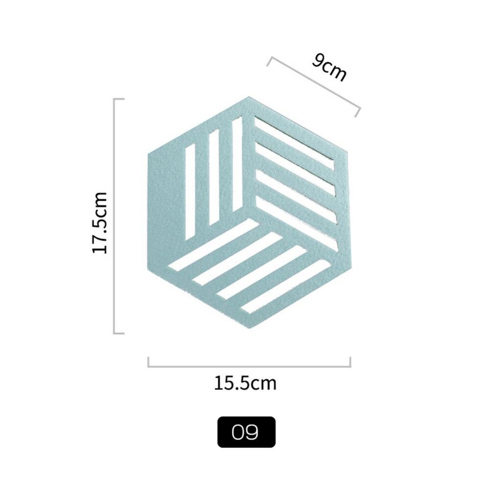 Chic Silicone Coaster Cup Hexagon Mats Pad Heat-insulated Bowl Placemat Home Decor Desktop Eco-friendly Japanese Simple 1PCS: E-Green15.5-17.5