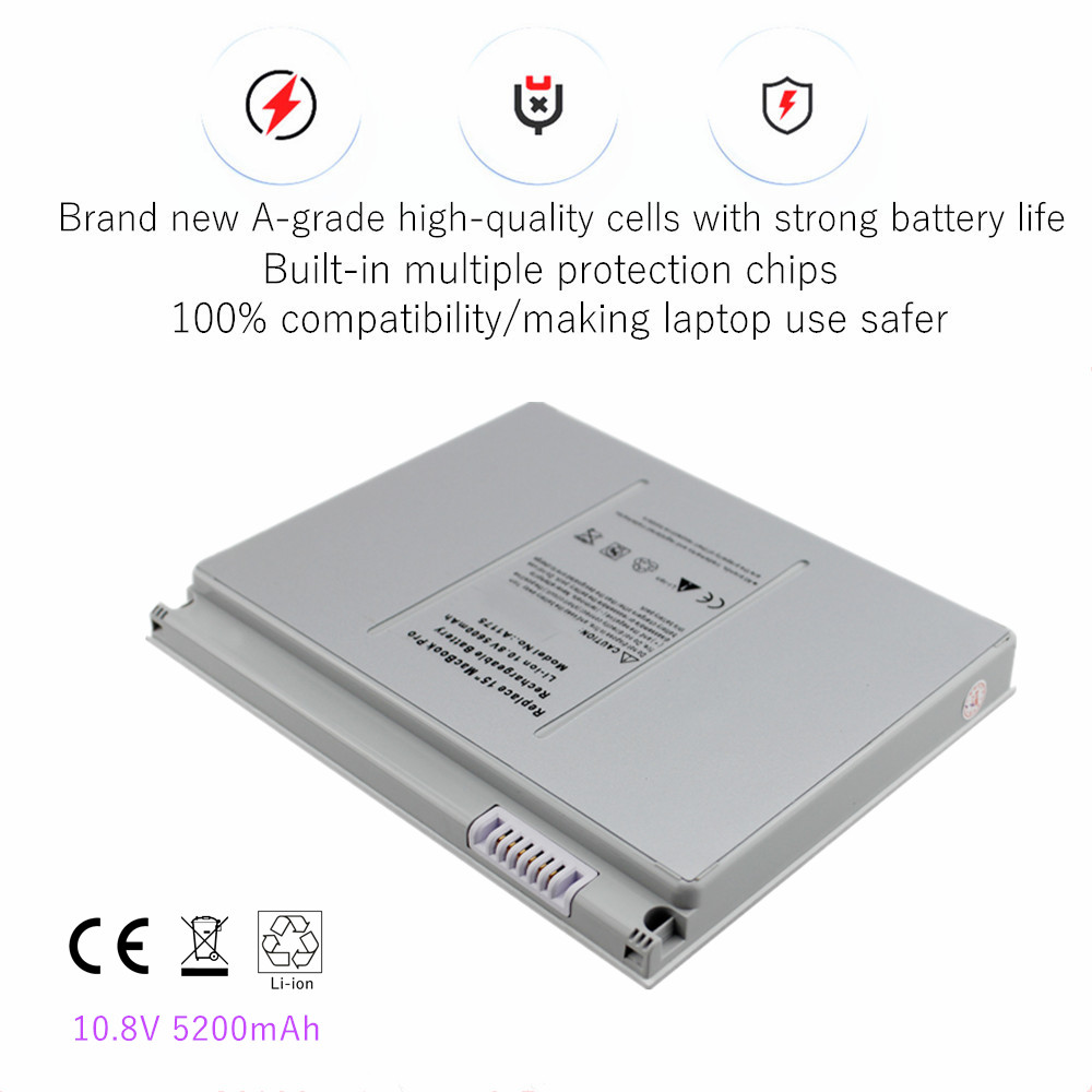 5200mAh Laptop battery For Apple MacBook Pro 15" A1150 A1211 A1226 A1260 MA463 MA464 MA600 MA601 MA609 MA610 A1175 MA348