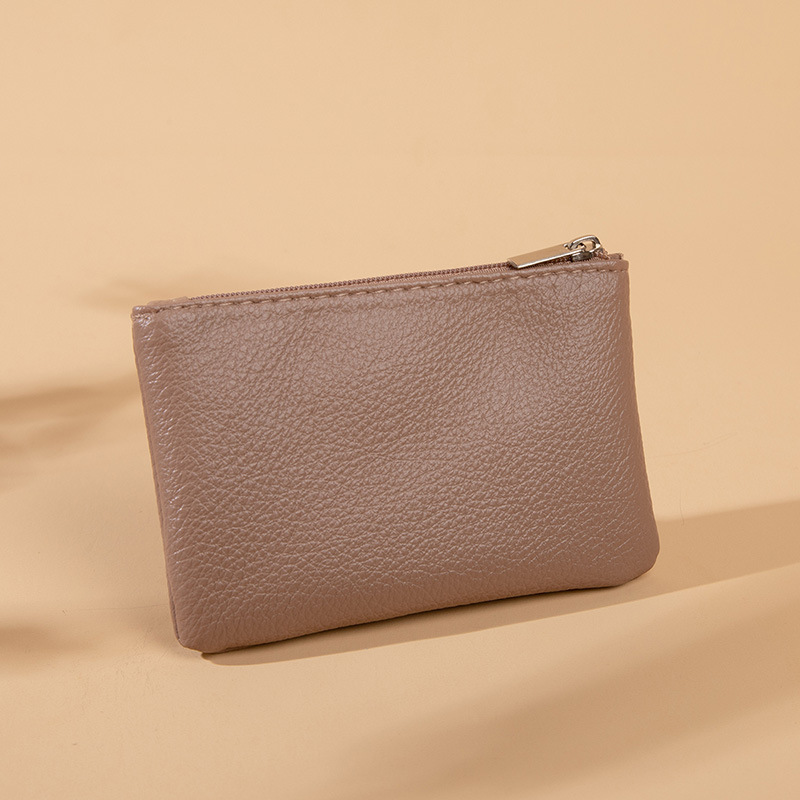 Ultradünne mini-geldbörse mit litschi-muster, reißverschluss, retro-tasche für damen, münzbeutel aus pu-leder, schlüsselanhänger-clutch