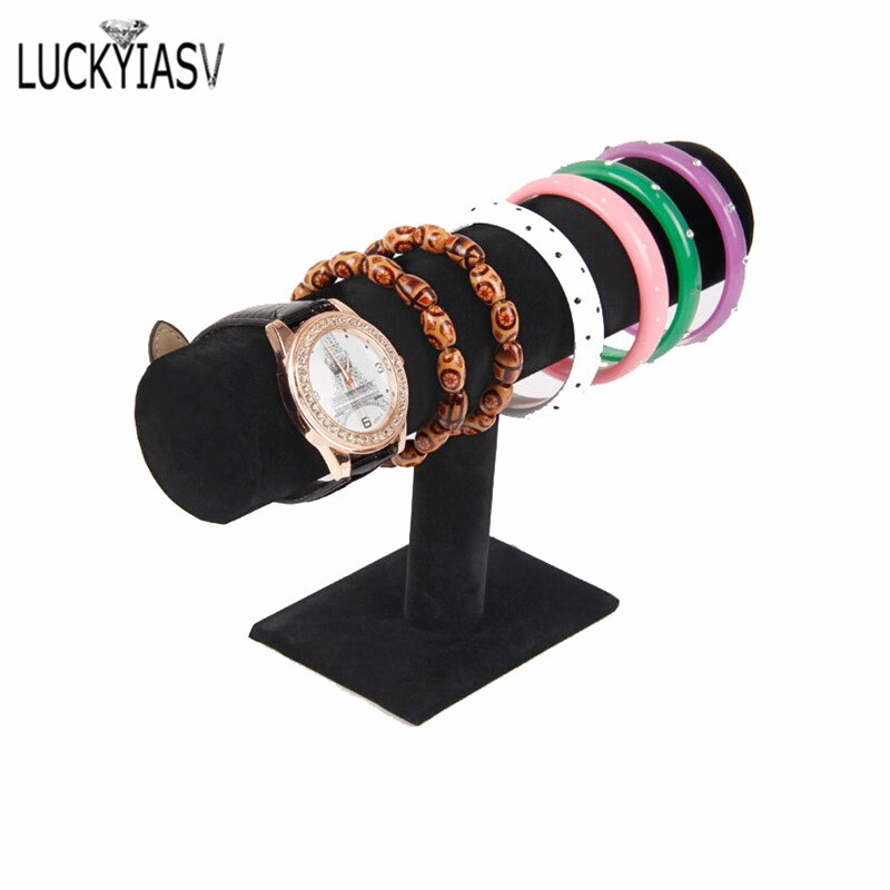 Samt & Leder Armbinde Kette Uhr T-Förmigen Gestell Schmuck-Anzeige Halfter Schmuck Veranstalter Lagerung Anzeige Stand Für Armbinde: Schwarz Samt