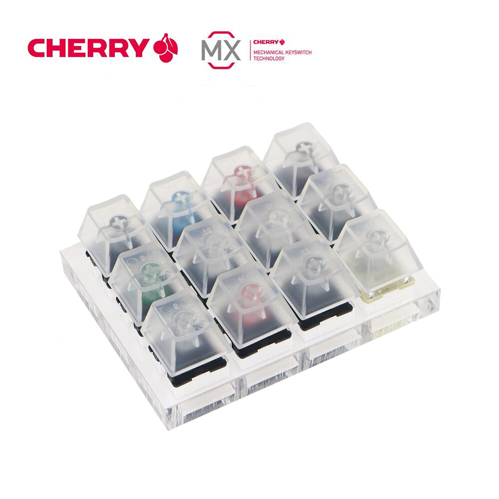 JKDK 12 Cherry MX Switches Keyboard Tester Kit Clear Keycaps Sampler PCB Mechanical Keyboard Translucent Keycaps Testing Tool