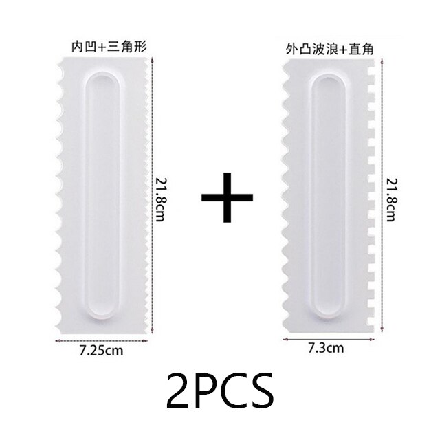 Placa plástica para moldura de pasteles, decoración de pasteles, peine, pastel suave espátula de pasteles, textura, herramientas para hornear: 2PCS