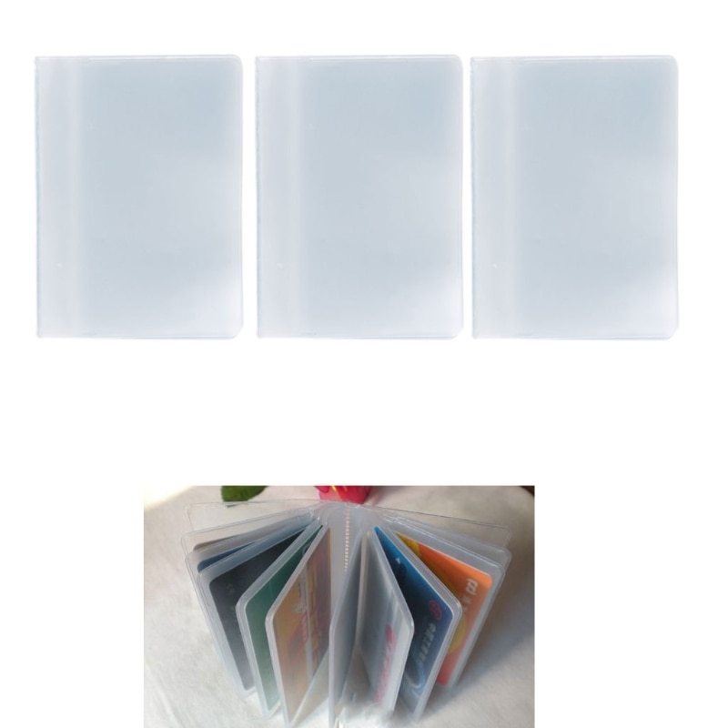 Plastic PVC Clear Pouch ID Credit Card Holder Organizer Keeper Pocket Name Business Card Bags Solid 10 Slots