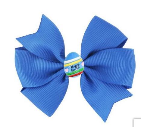 60pcs/ 3.5" Easter Day Eggs Hair Bows for Girls Solid Ribbon Easter Eggs Bowknot Hair Clip Kids Hairgrips Hair Accessories