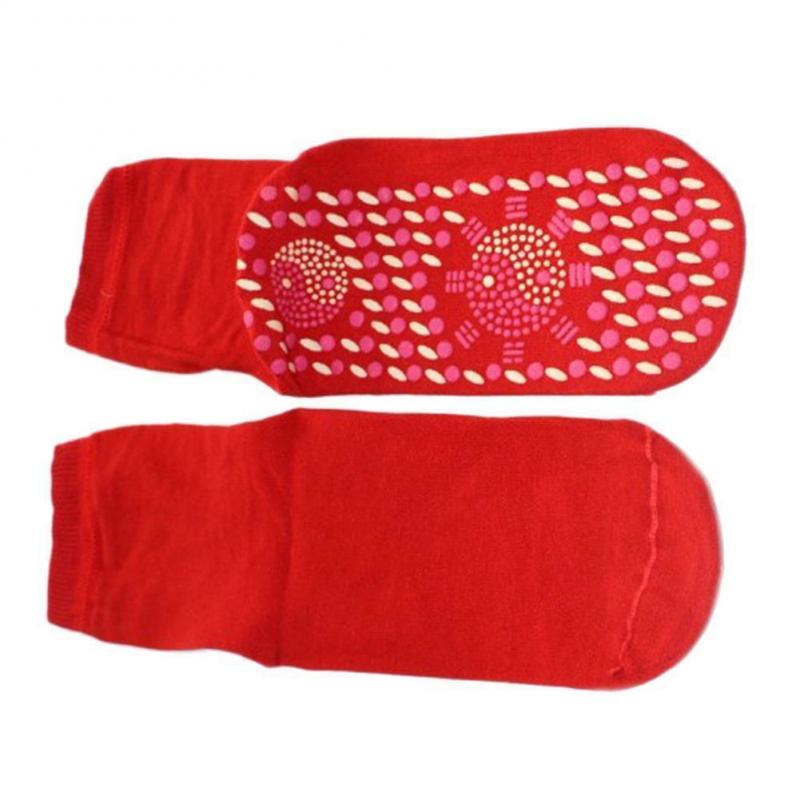 Chaussette magnétique en Tourmaline, unisexe, auto-chauffant, thérapie magnétique, chaussettes de Massage confortables et chaudes pour l'hiver: red