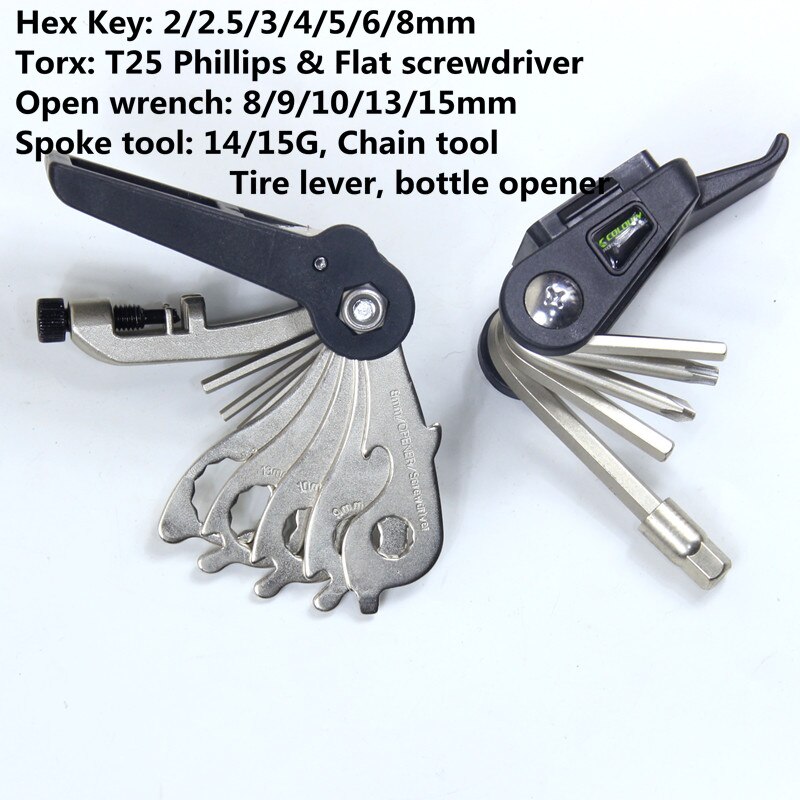 Fiets vouwgereedschap bandenreparatieset multitool fietssleutel schroevendraaier kettingsnijder fietsaccessoires: Optie 2