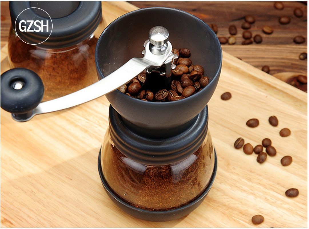 Coffee Tools Manual Ceramic Burr Coffee Bean Grinder with Fortified Glass Storage Jar Durable Cafe Bean Mill Coffee Maker