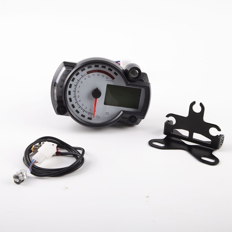 KOSO-tacómetro Digital RX2N para motocicleta, medidor de combustible con pantalla LCD, velocímetro, máximo ajustable, 299 KM/H, 7 colores: with new bracket