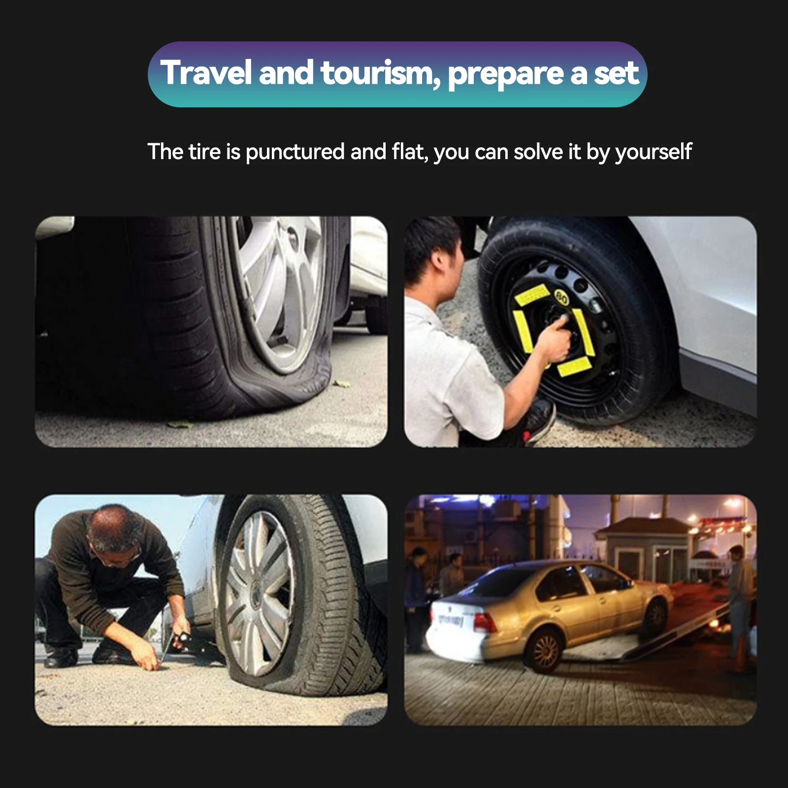 Draagbare autobandreparatieset 23 stuks DIY eenvoudige reparatie bandenreparatietool voor auto motorfietsen ATVS grasmaaiers tractoren vrachtwagens