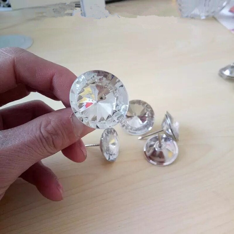 50 st/lot 18-30mm akryl rhineston kristallknappar klädsel spik stud bäddsoffa sänggavel dekor möbelspik: 18mm 50 st