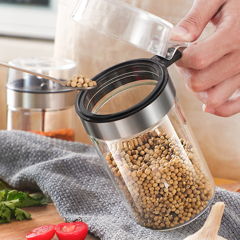 Yomdid Kruiden Pot Glazen Fles Kruiderij Opbergdoos Zout Peper Suiker Aroma Container Met Pp Deksel Keuken Benodigdheden