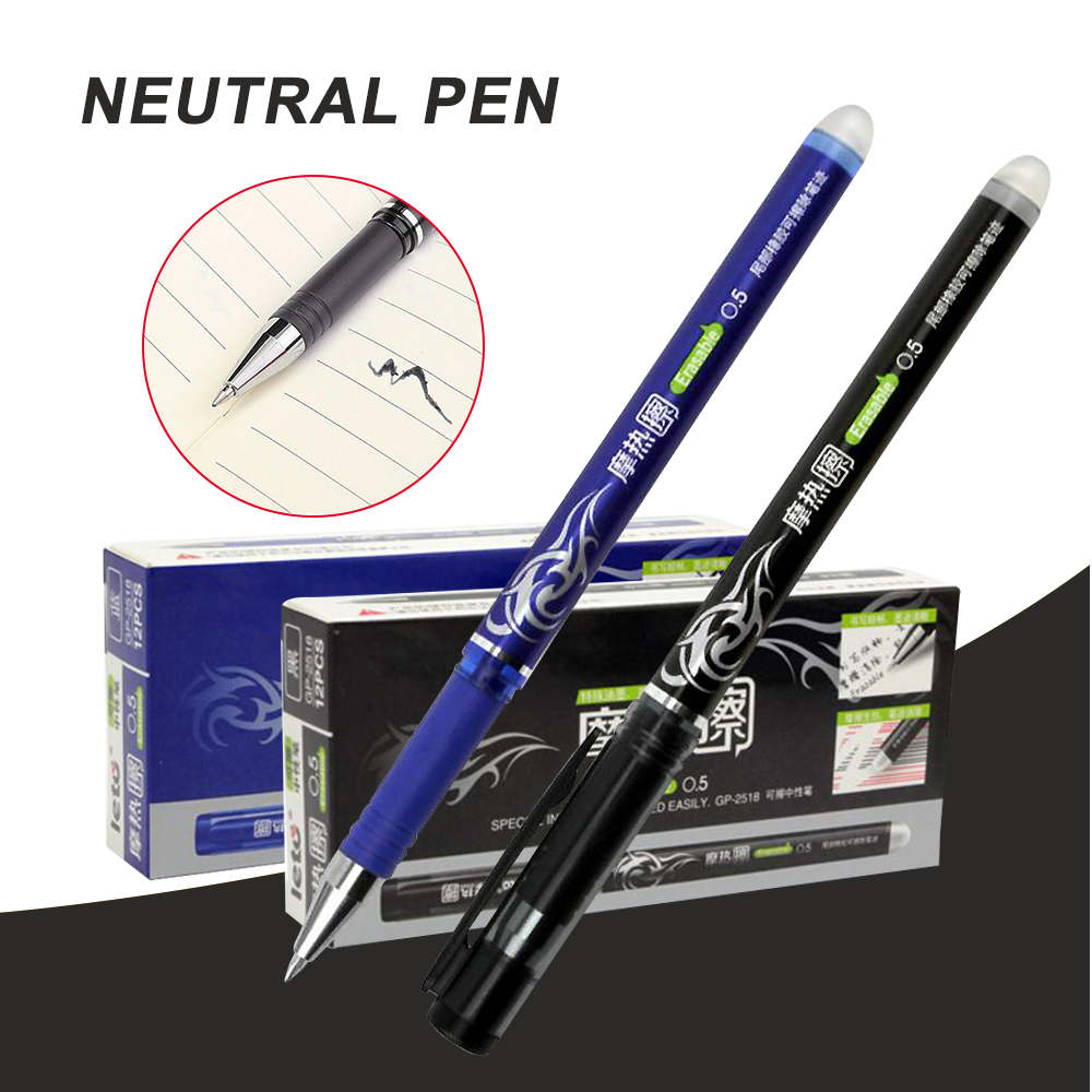 2pcs 0.5mm Eeasable Pen Black Blue Gel Ink Pens For School Kids Students Stationery Set 3