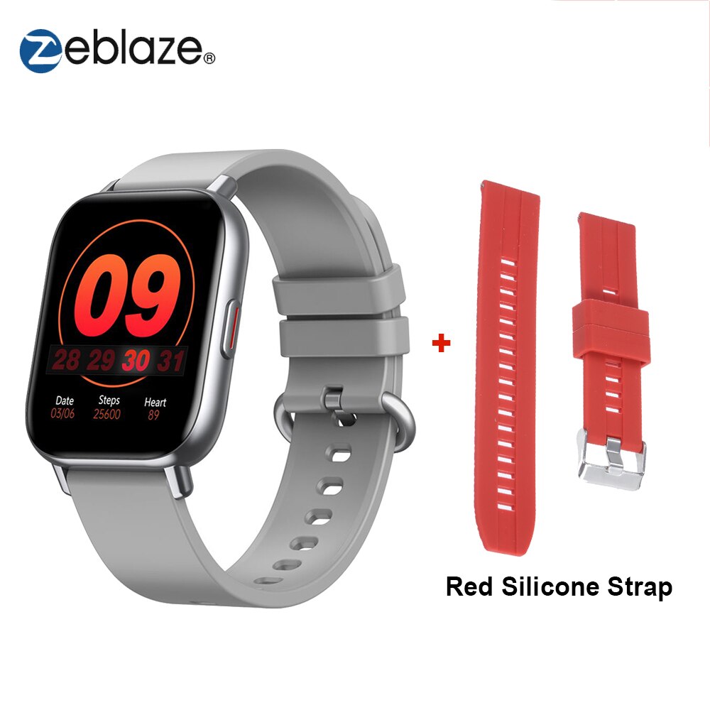 Zeblaze GTS Pro Smart Uhr Bluetooth 5,0 IP67 Wasserdichte Spo2 Ebene Smartwatch Schlaf/Herz Rate/Blutdruck Monitor uhren: Silver Red Strap