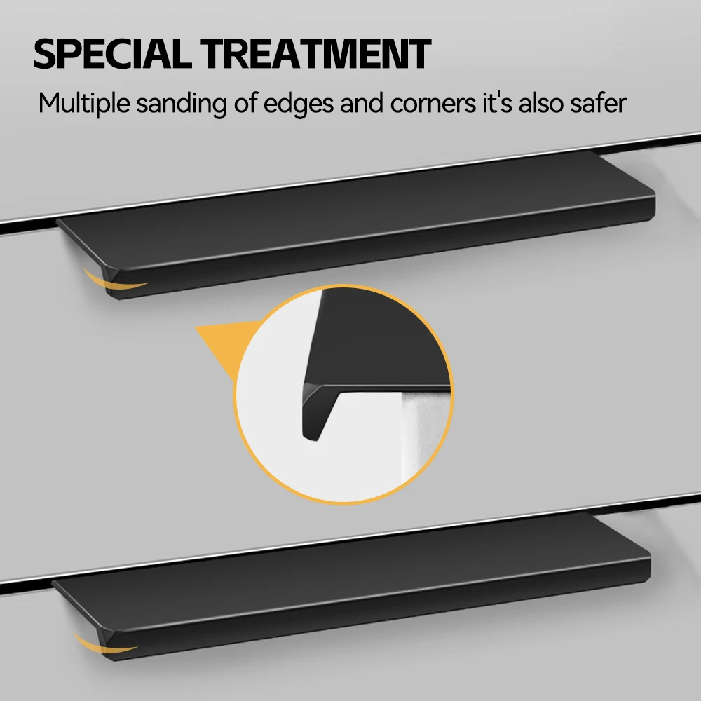 Hidden Kitchen Cabinet Handles Aluminum Alloy Long Furniture Handle Dresser Drawer Knobs Wardrobe Cupboard Door Handle Hardware