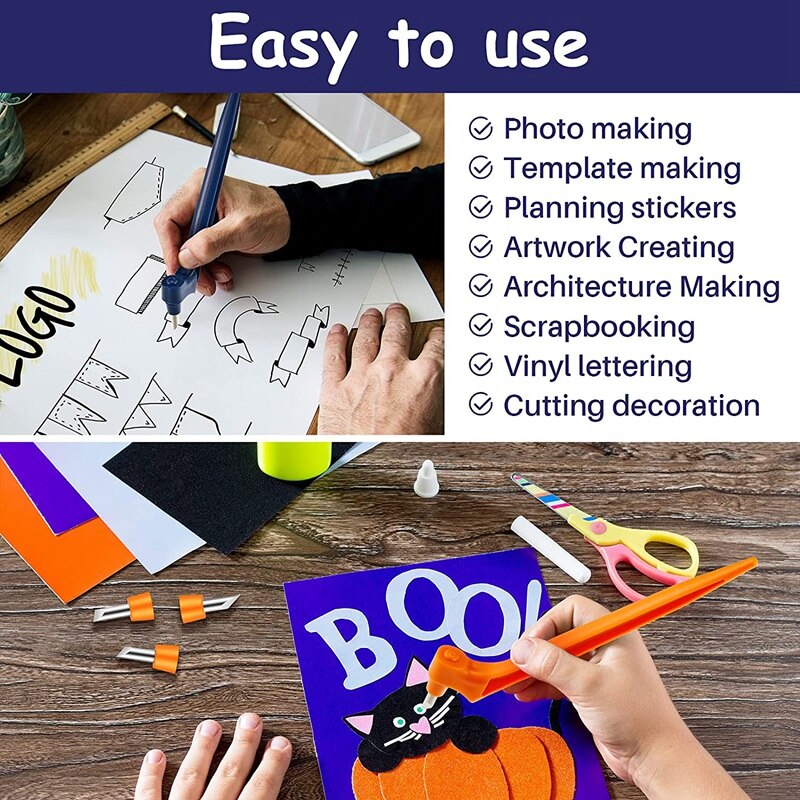 3 Pieces 360 Rotating Craft Cutting Tools Set with 9 Pcs Rotating Carbon Steel Replacement Blade and Cutting Mat