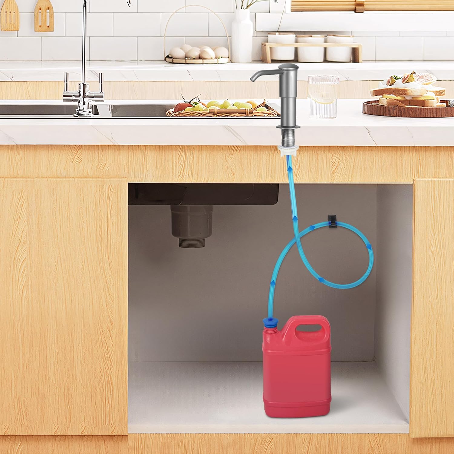 Kitchen Sink Soap Dispenser Stainless Steel HauSun Countertop Pump Head with Extension Tube Kit Extra Long Hose