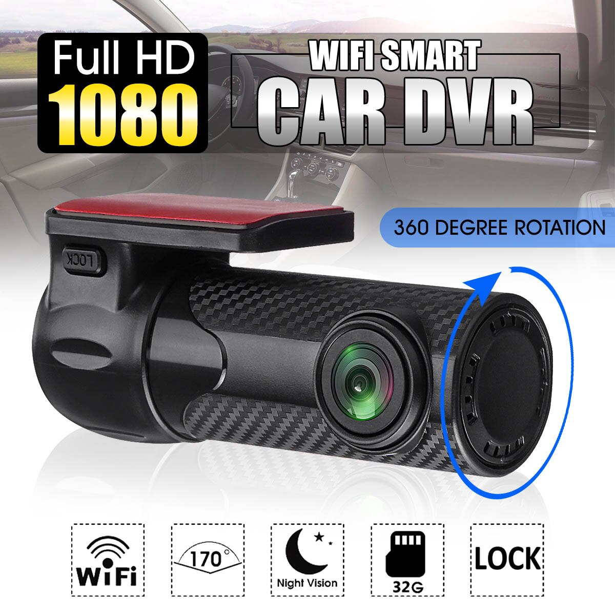 Mini WIFI Car DVR Auto Registrar 170 Degree Dash Cam Wireless Car Truck Driving Recorder Dash Camera Camcorder Night Vision: Default Title